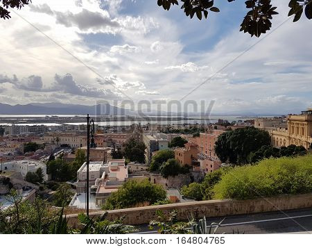 Panorama of Cagliari city, Sardinia, Mediterranean, Italy