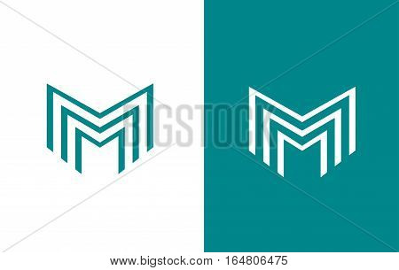 Alphabet letter M line lineart vector logo icon sign design template