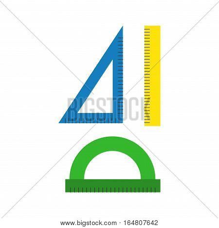 Ruler flat line art icon vector illustration. School symbol education equipment. Some thin measuremen line drawing symbol. Office supplies centimeter measure.