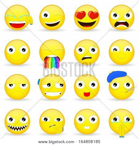 Emoji set. Emoticon set. Cartoon style. Vector illustration icon.