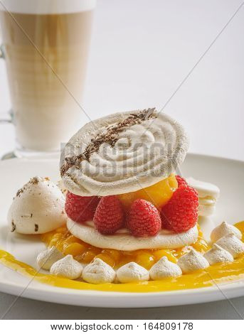 Dessert With Raspberry And Peach.