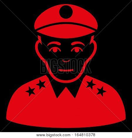Army General vector icon. Flat red symbol. Pictogram is isolated on a black background. Designed for web and software interfaces.