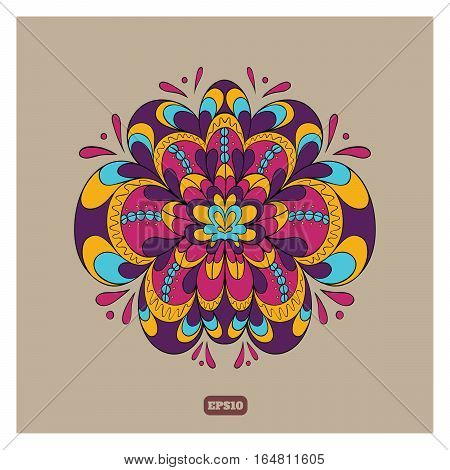 Beautiful Flower Abstract In Ethnic Style.