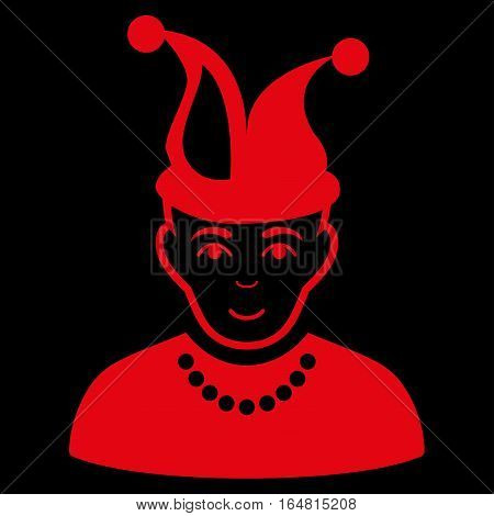 Fool vector icon. Flat red symbol. Pictogram is isolated on a black background. Designed for web and software interfaces.