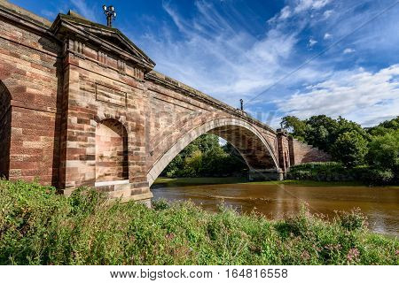The Grosvenor Bridge is a single-span stone arch road bridge crossing the River Dee at Chester England.