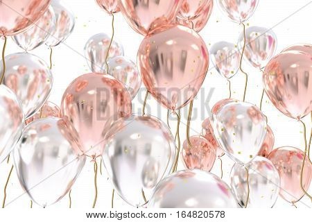 3D Rendering Of Silver And Broze Balloons