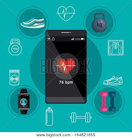 weareable technology with healthy lifestyle vector illustration design