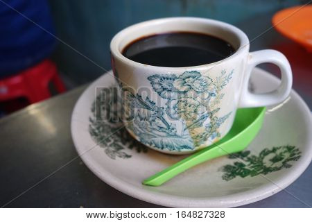 Steaming Traditional Oriental Chinese Style Dark Coffee