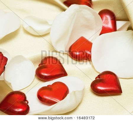 many hearts on golden silk