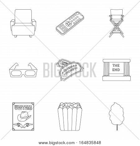 Films and cinema set icons in outline style. Big collection of films and cinema vector symbol stock