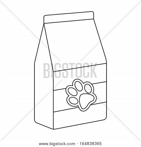 Pet food icon in outline design isolated on white background. Veterinary clinic symbol stock vector illustration.