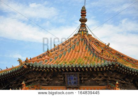 Shenyang Imperial Palace (Mukden Palace) Dazheng Hall, Shenyang, Liaoning Province, China. Shenyang Imperial Palace is UNESCO world heritage site built in 400 years ago.
