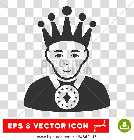 King EPS vector pictograph. Illustration style is flat iconic gray symbol on chess transparent background.