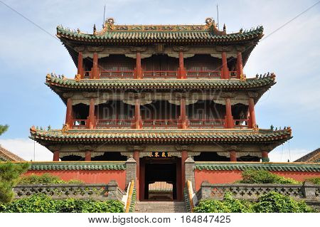Shenyang Imperial Palace (Mukden Palace) Phoenix Tower (Fenghuang Tower), Shenyang, Liaoning Province, China. Shenyang Imperial Palace is UNESCO world heritage site built in 400 years ago.