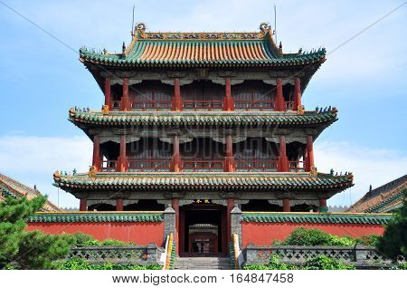 Shenyang Imperial Palace (Mukden Palace) Phoenix Tower (Fenghuang Tower), Shenyang, Liaoning Province, China. Shenyang Imperial Palace is UNESCO world heritage site built in 400 years ago.