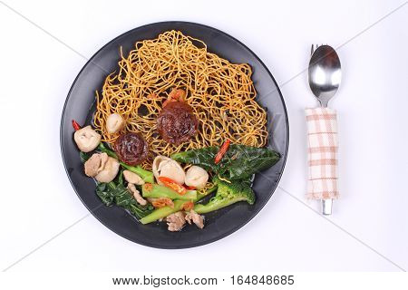 Crisy Noodle Topped Kale Soup.