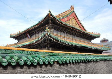 Chongmo Pavilion in the Shenyang Imperial Palace (Mukden Palace), Shenyang, Liaoning Province, China.  Shenyang Imperial Palace is UNESCO world heritage site built in 400 years ago.
