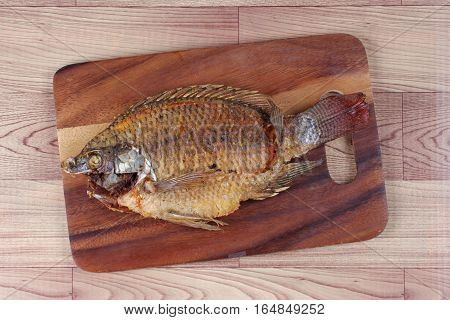 Ready Served Deep Fried Fish ,nile Tiapia, On Butcher Served.