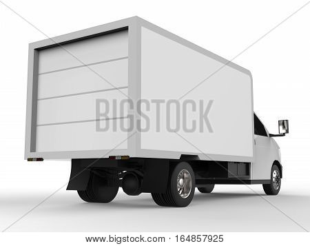 Small white truck. Car delivery service. Delivery of goods and products to retail outlets. 3d rendering