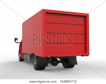Small red truck. Car delivery service. Delivery of goods and products to retail outlets. 3d rendering