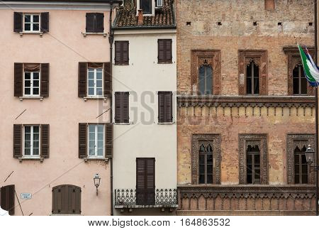 MANTUA ITALY - MAY 2 2016: The historic city center of Mantua. Italy