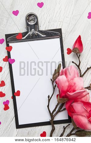 Valentine Background With Hearts And Flowers