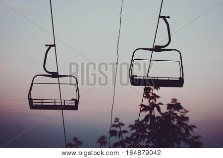 The cabin is on a cable car. Abandoned funicular