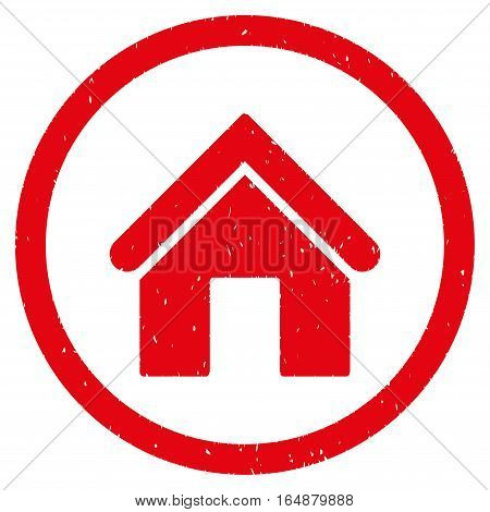 Home rubber seal stamp watermark. Icon vector symbol with grunge design and corrosion texture. Scratched red ink sign on a white background.