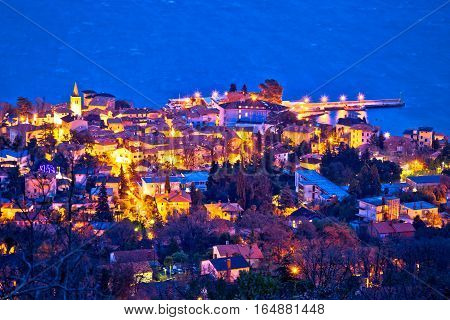 Town Of Lovran Aerial Evening View