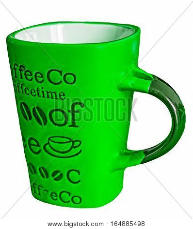 Green coffee mug  isolated on white background