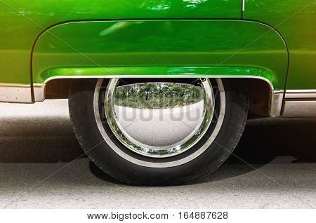 Car wheel vintage green car concept vintage