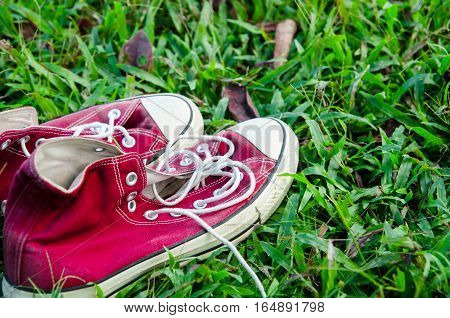 vintage retro red shoes high-tops sneakers travel concept