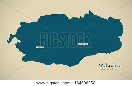 Modern Map - Walachia Romania Ro Illustration