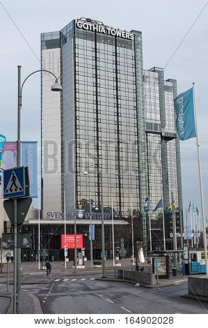 Gothia Tower in Gothenburg Sweden. High building in glass and aluminum.
Gothenburg, Sweden 2016-11-22