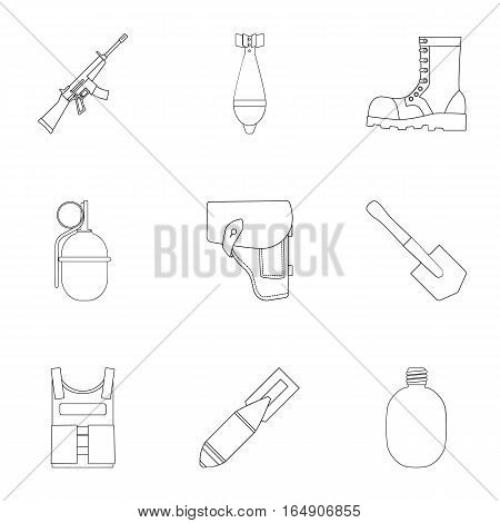 Military and army set icons in outline design. Big collection of military and army vector symbol stock illustration