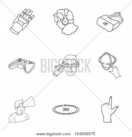 Virtual reality set icons in outline design. Big collection of virtual reality vector symbol stock illustration
