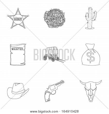 Wild west set icons in outline style. Big collection of wild west vector symbol stock