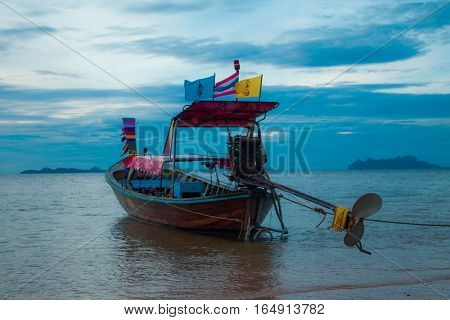 Sea boat and sky .These are Counterpart on beautiful island.