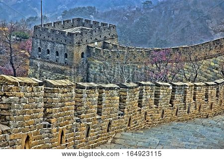 The Great Wall of China in early spring; one of a series of pictures. This image has been enhanced with a HRD filter to make the details and colors pop.