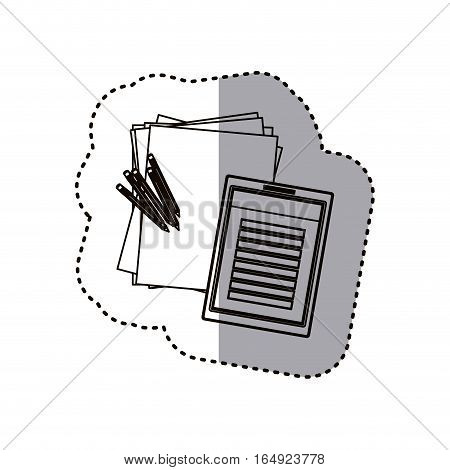 Tablet pencils and document icon. Device gadget technology and electronic theme. Isolated design. Vector illustration