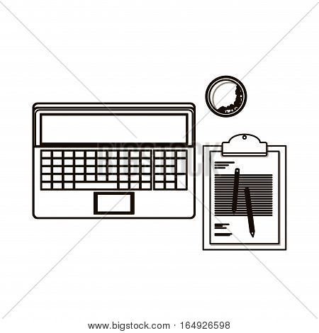 Laptop and document con. Device gadget technology and electronic theme. Isolated design. Vector illustration