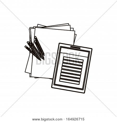 Tablet pencils and document icon. Device gadget technology and electronic theme. Isolated design. Vector illustration