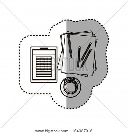 Tablet pencils and document icon. Device gadget technology and electronic theme. Isolated design. Vector illustration