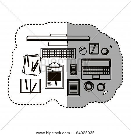 Computer laptop tablet smartphone and document icon. Device gadget technology and electronic theme. Isolated design. Vector illustration