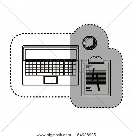 Laptop and document con. Device gadget technology and electronic theme. Isolated design. Vector illustration