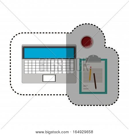 Laptop and document con. Device gadget technology and electronic theme. Isolated design. Vector illustration