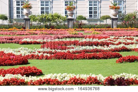 Flower Beds With Lots Of Flowers In A Park Of An European City I