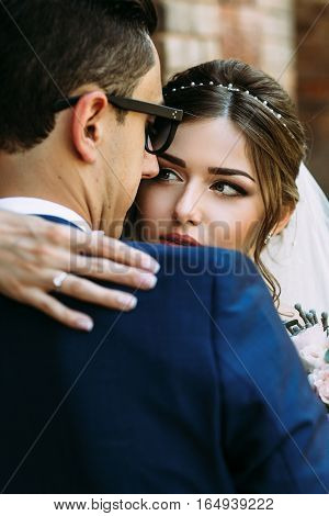 Charming Glance Of The Young Happy Bride