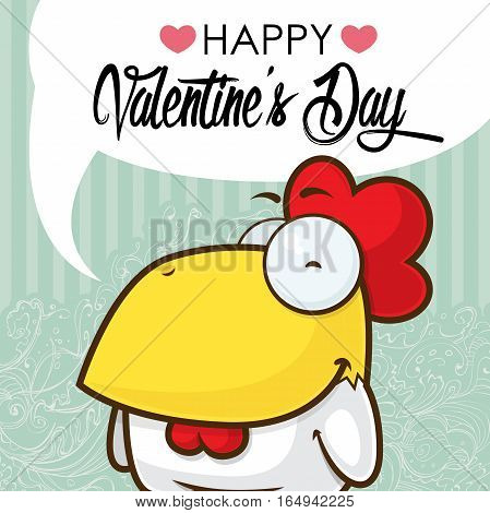 Valentines day greeting card with funny animal character.