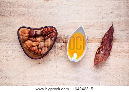 Selection Food Sources Of Omega 3 And Unsaturated Fats. Super Food High Vitamin E And Dietary Fiber